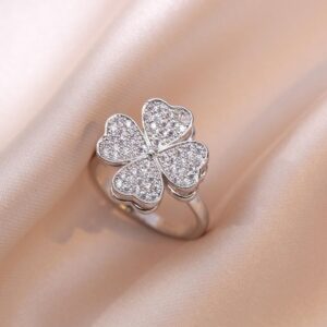 Rotating silver plated adjustable ring for girls