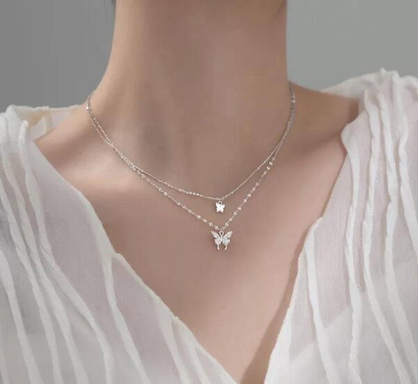 Butterfly Design Gold Plated Zircon Pendant - Image 3